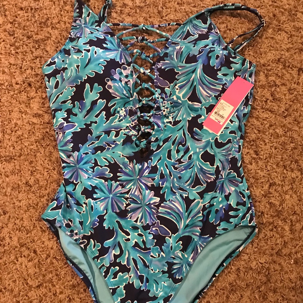 Lilly Pulitzer Isle Lattice One Piece Swim NWT!